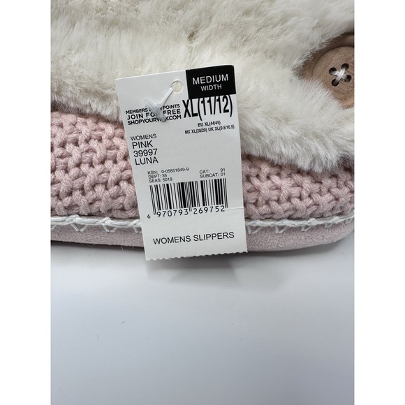 Joe Boxer Women's Slippers XL 11/12 Pink Luna Faux Fur Knit Cozy House Shoes NWT - Picture 4 of 8